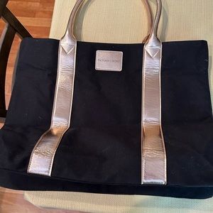 Victorias Secret Large roomy tote bag. Black and gold. NEW 19” W 14” L